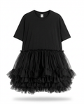 Radiant Mesh Ruffle Mini Dress Boho Brown