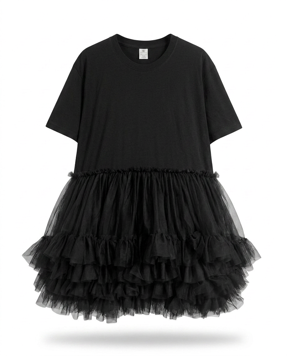 Radiant Mesh Ruffle Mini Dress Boho Brown