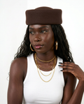 Grounded Wool Felt Pillbox Hat Boho Brown