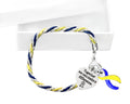 Make A Difference Blue & Yellow Ribbon Rope Bracelets The Awareness Company