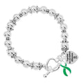 Make A Difference Green Ribbon Silver Beaded Bracelets The Awareness Company