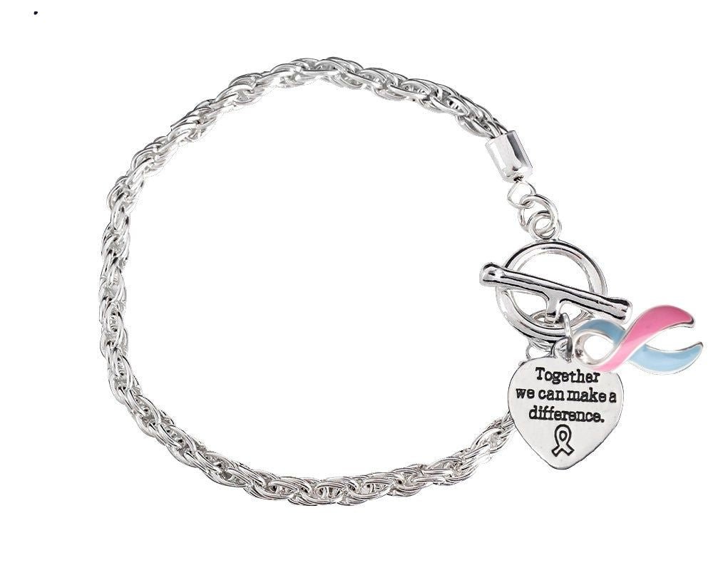 Make A Difference Pink & Blue Ribbon Bracelets The Awareness Company
