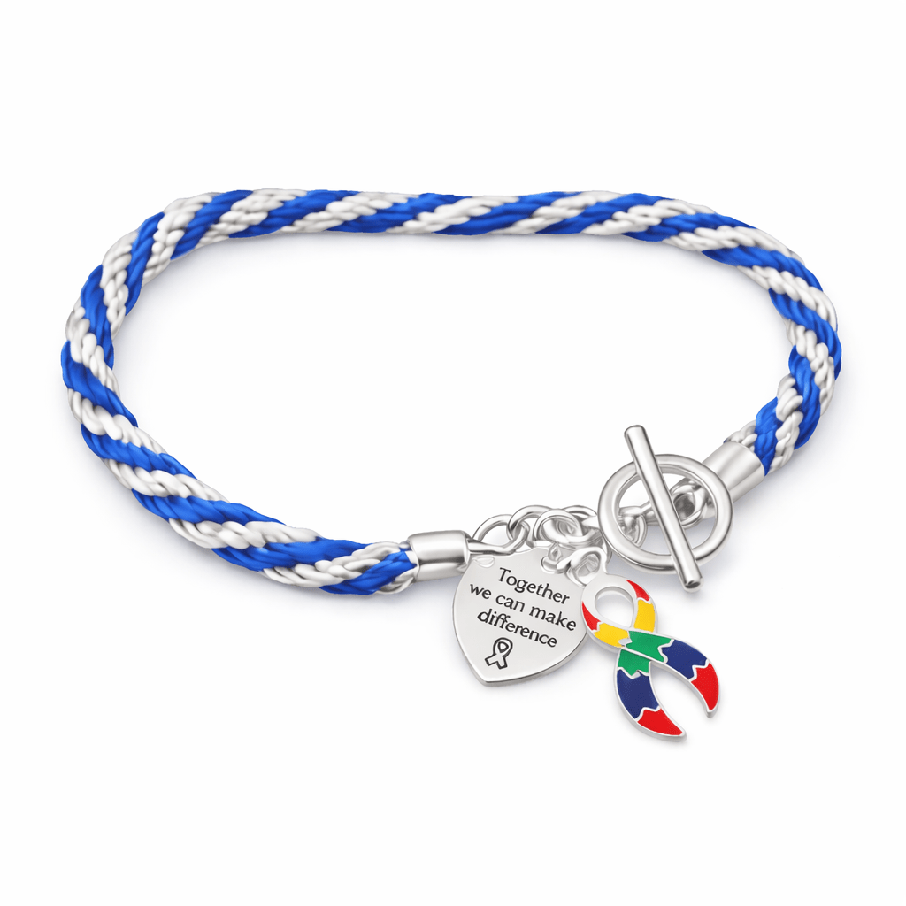 Make A Difference Together Autism Awareness Rope Bracelets The Awareness Company