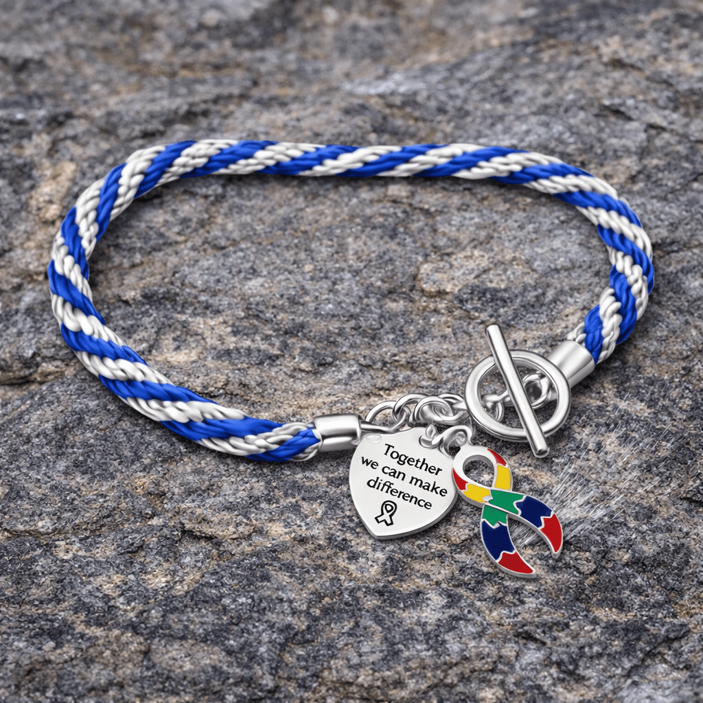 Make A Difference Together Autism Awareness Rope Bracelets The Awareness Company