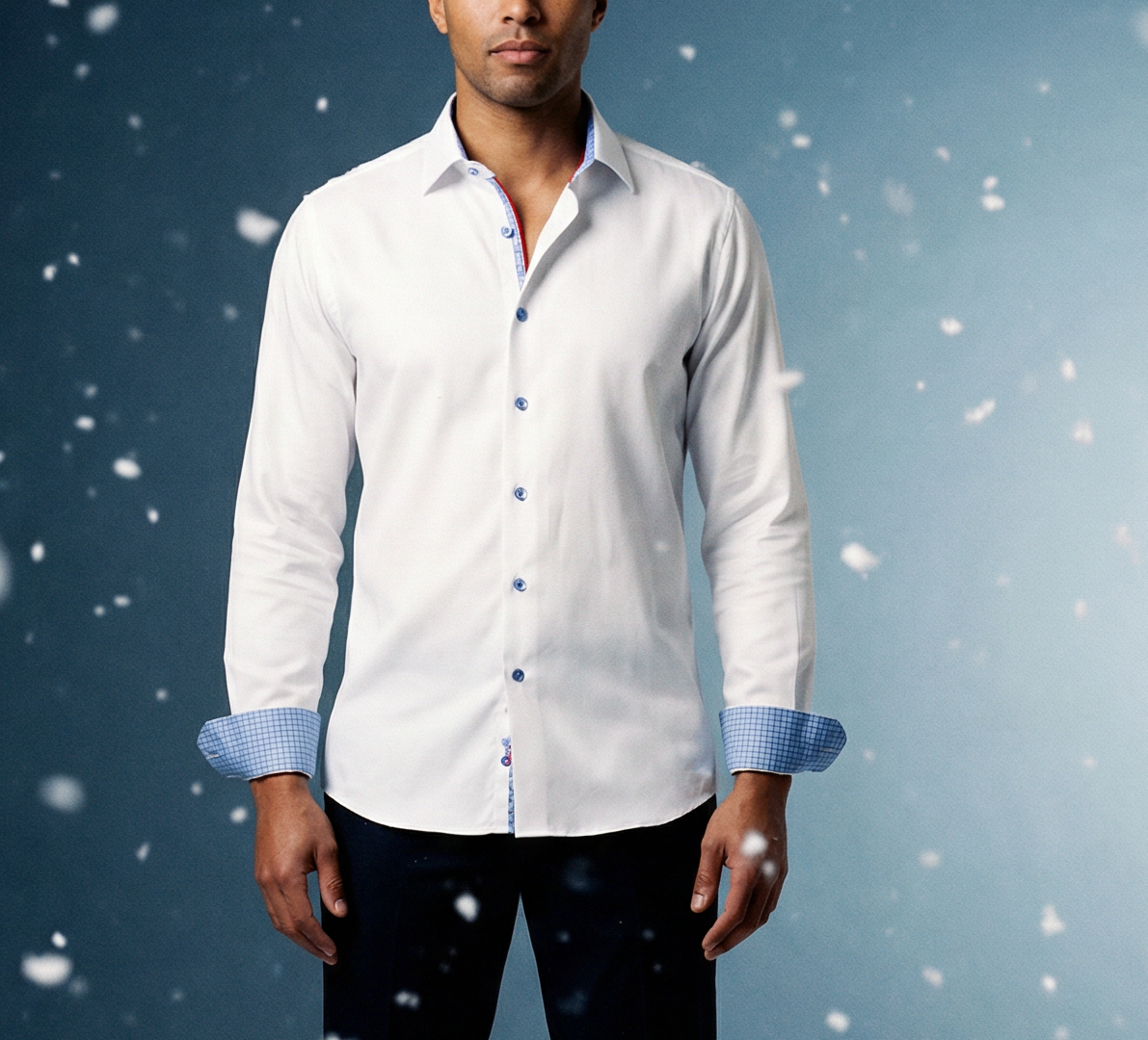 Edward// // Cotton Knit-Stretch Button-Up Shirt With Contrast Details // White // Tailored Fit (Fitted) LEVINAS® Official