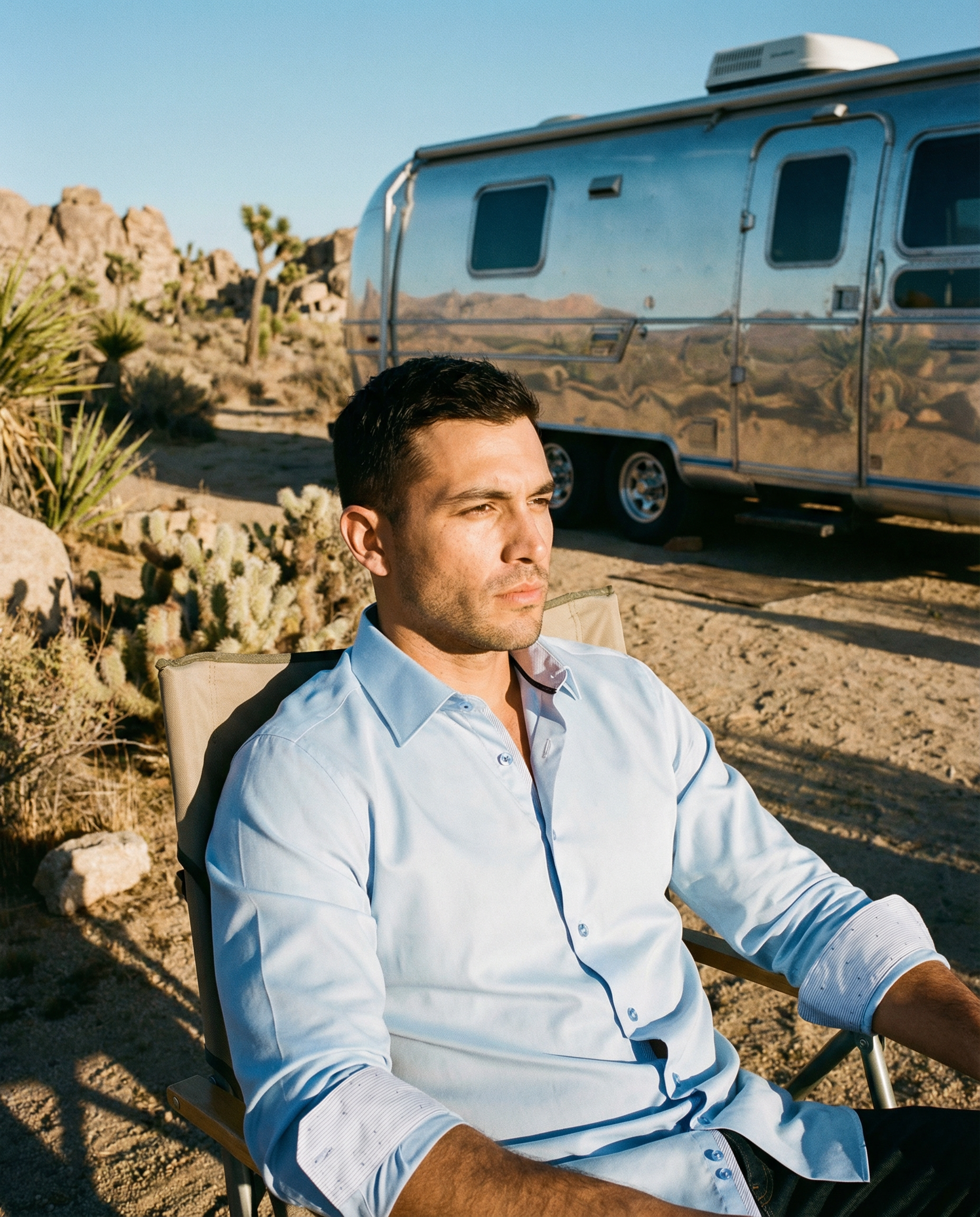 Martin Button-Up Shirt With Contrast Details // Blue // Contemporary Fit (Regular) LEVINAS® Official