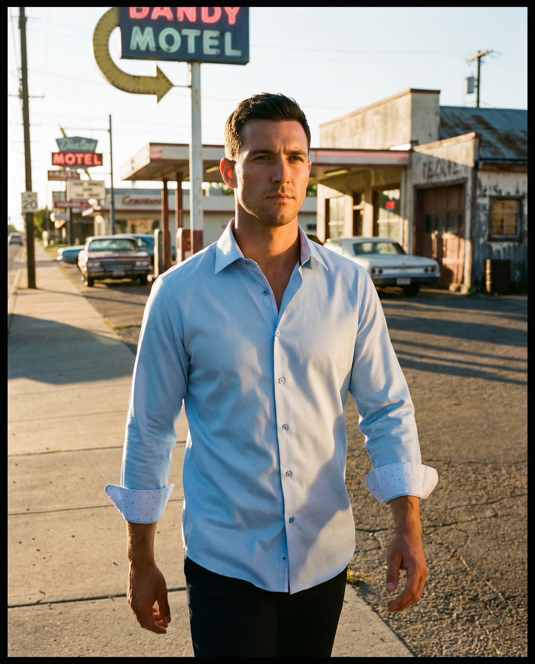 Martin Button-Up Shirt With Contrast Details // Blue // Contemporary Fit (Regular) LEVINAS® Official