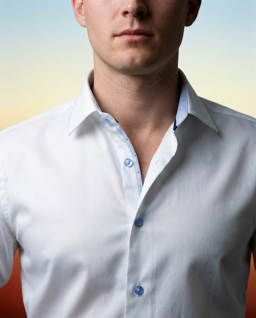 Gordon Button-Up Shirt With Contrast Details // White // Contemporary Fit (Regular) LEVINAS® Official
