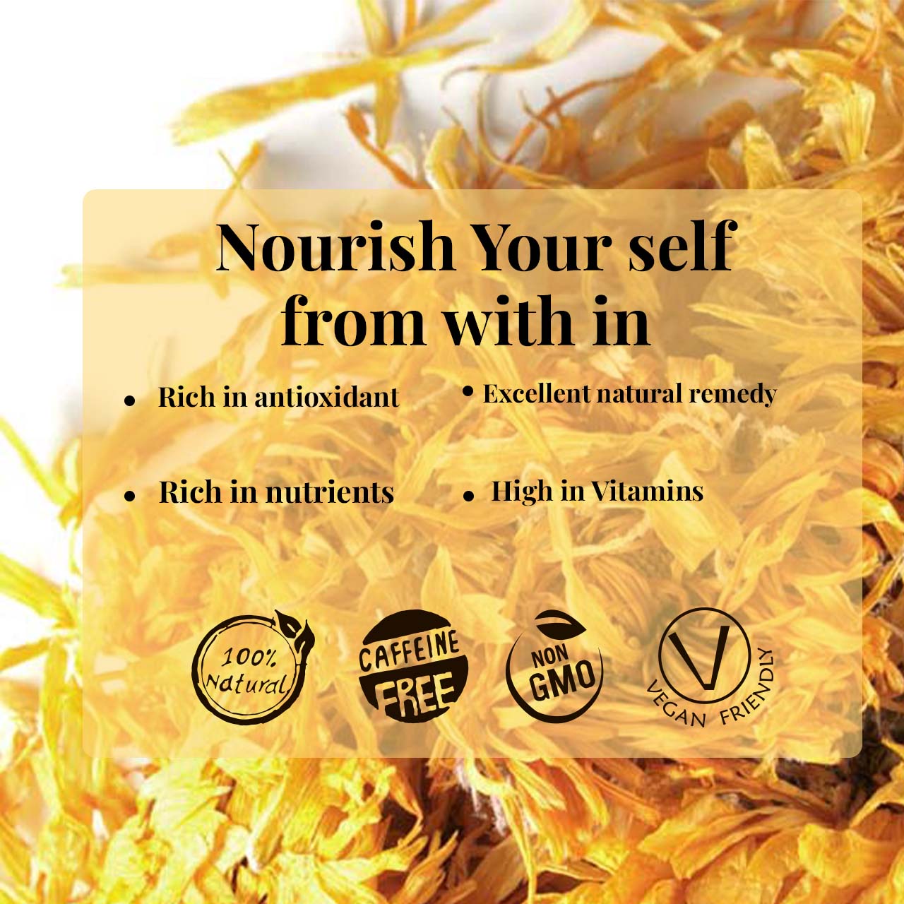 Dried Marigold Calendula flowers, Calendula Tea, 2.6oz I Calendula Officinalis | Caléndula pétalos I Akshit Pétales de Souci Bio | Flor De Calendula Akshit