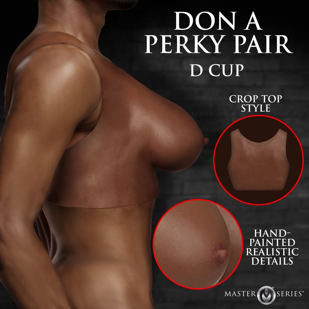 Master Series Perky Pair D-Cup Silicone Breast Forms in Dark Adult Toy Box