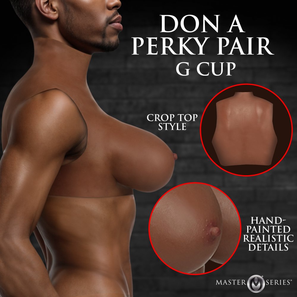Master Series Perky Pair G-Cup Silicone Breast Forms in Dark Adult Toy Box