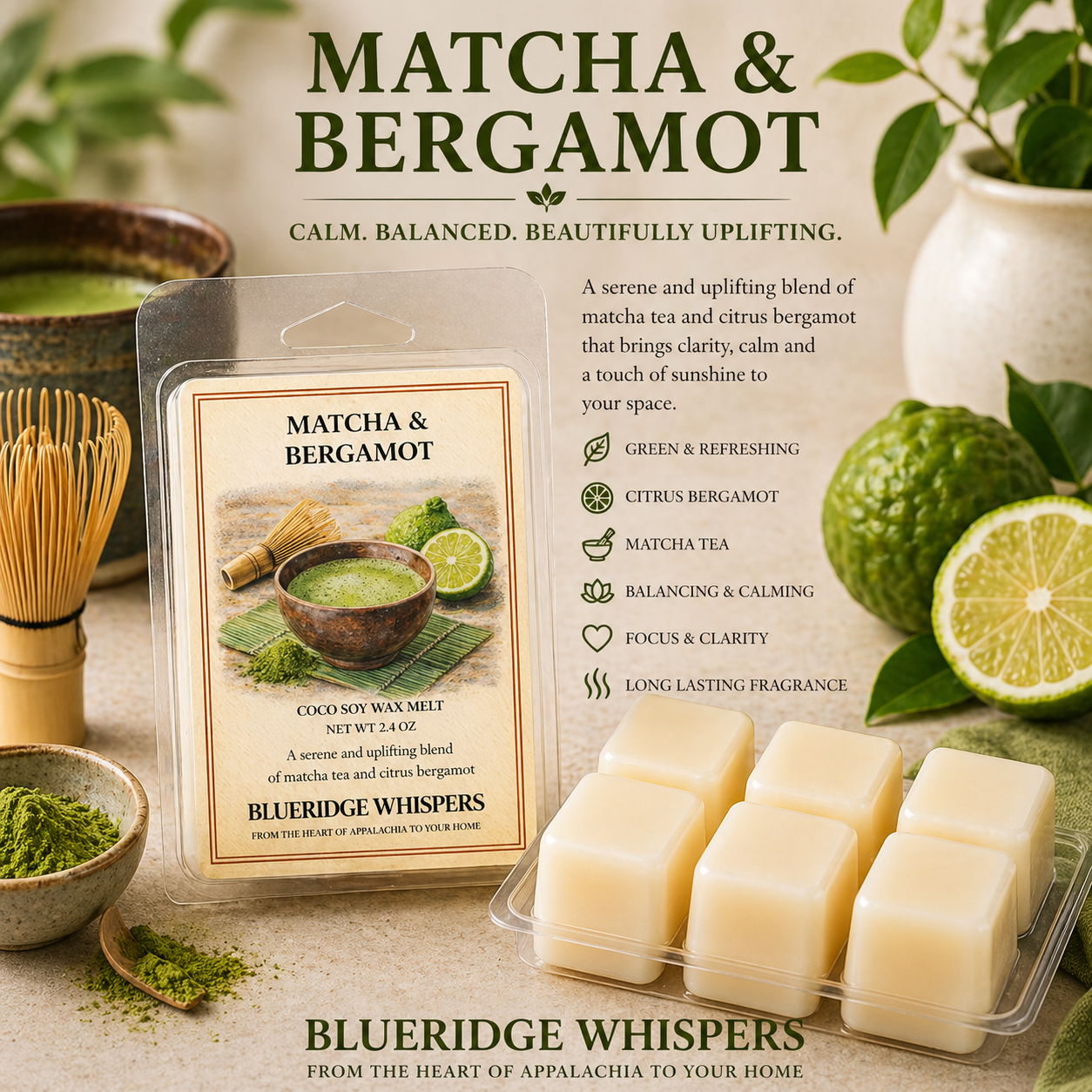 Matcha and Bergamot Blue Ridge Whispers