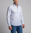 James Button-Up Shirt With Contrast Details // Blue Check // Contemporary Fit (Regular) LEVINAS® Official