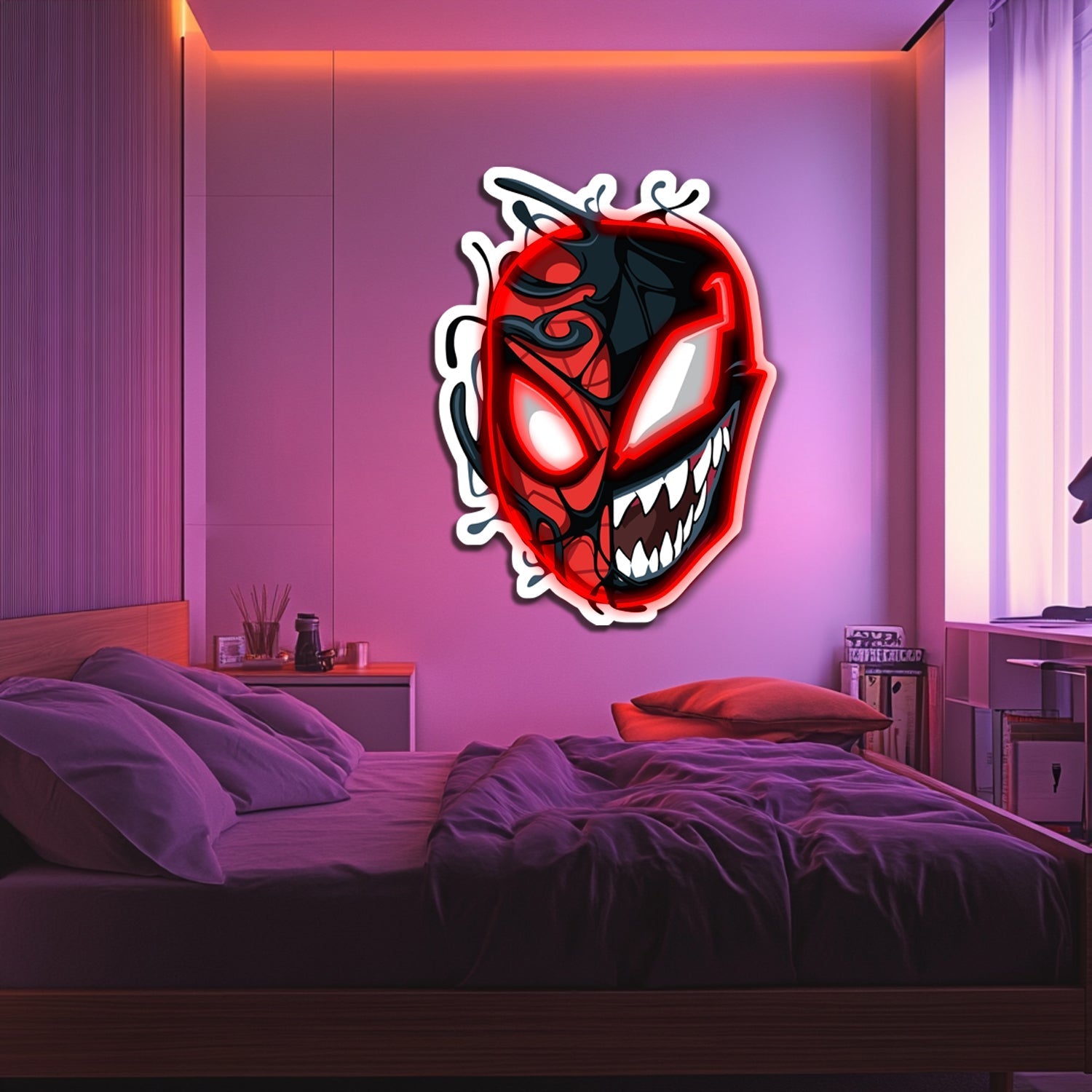 UV Printed Spider-Man Venom Neon Wall Art- LV0094 Liviqon.co