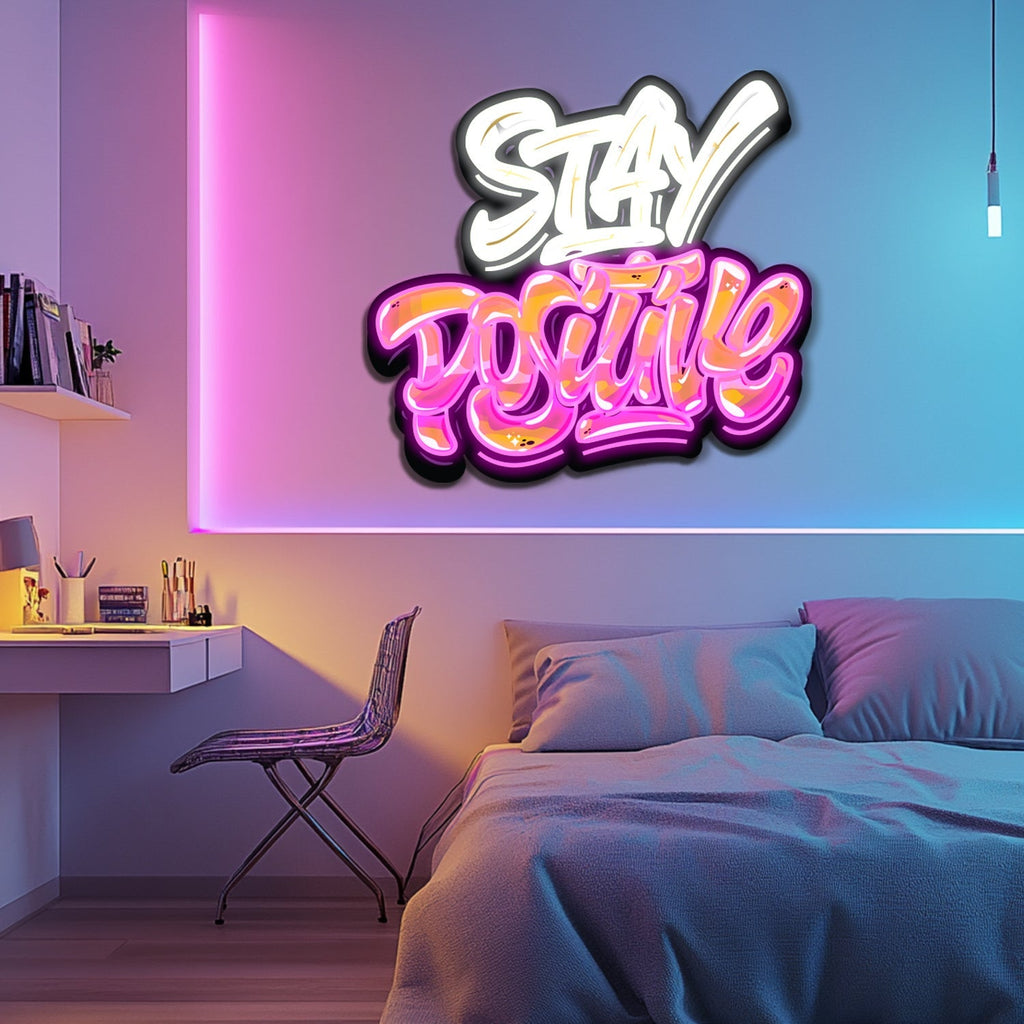 UV Printed Stay Positive Neon Wall Art- LV0095 Liviqon.co