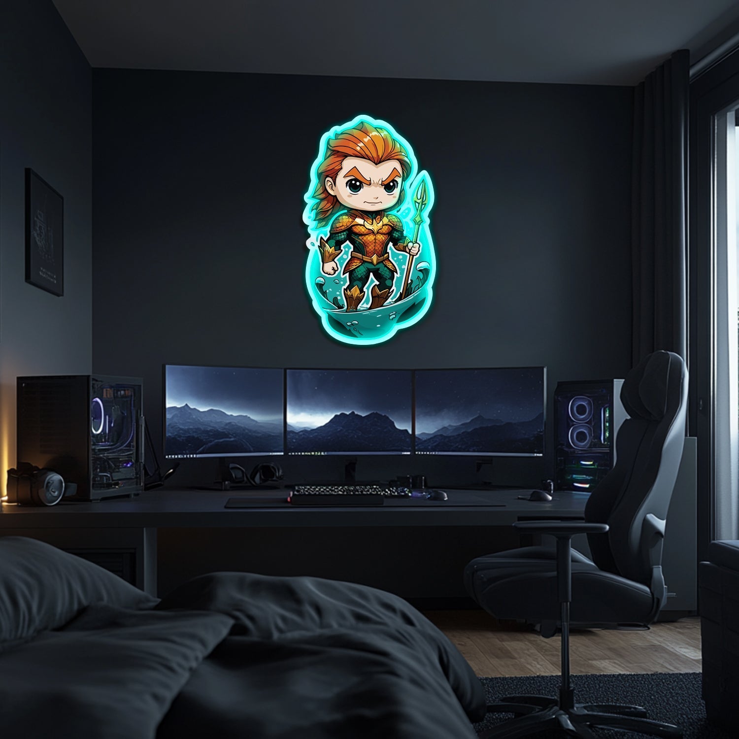 UV Printed Aquaman Neon Wall Art- LV0088 Liviqon.co