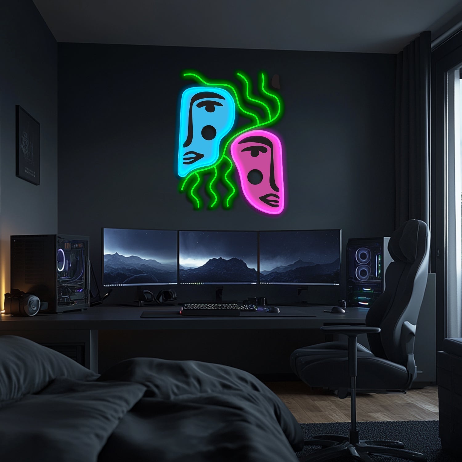 UV Printed Abstact Neon Wall Art- LV0116 Liviqon.co