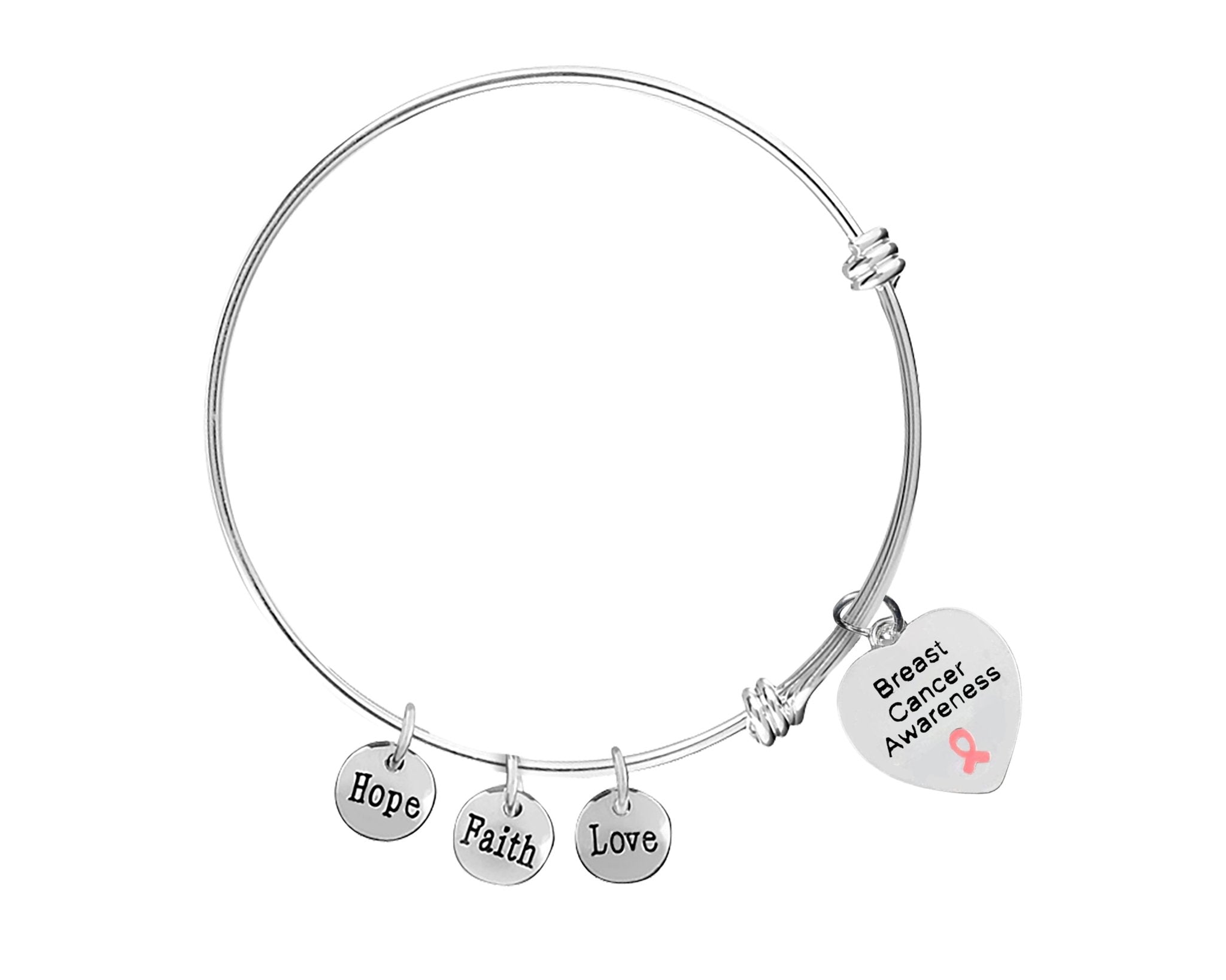Mom Breast Cancer Awareness Heart Charm Pink Ribbon Retractable Bracelets The Awareness Company