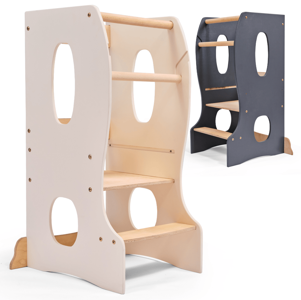 Stable Montessori Learning Tower: Wooden Growing Chair - Ivory Goodevas B2B
