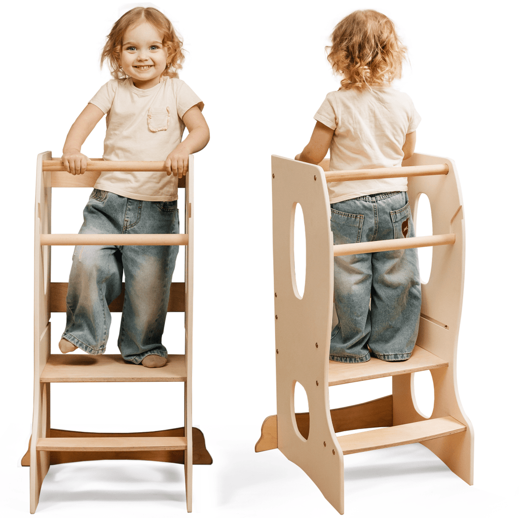 Stable Montessori Learning Tower: Wooden Growing Chair - Ivory Goodevas B2B