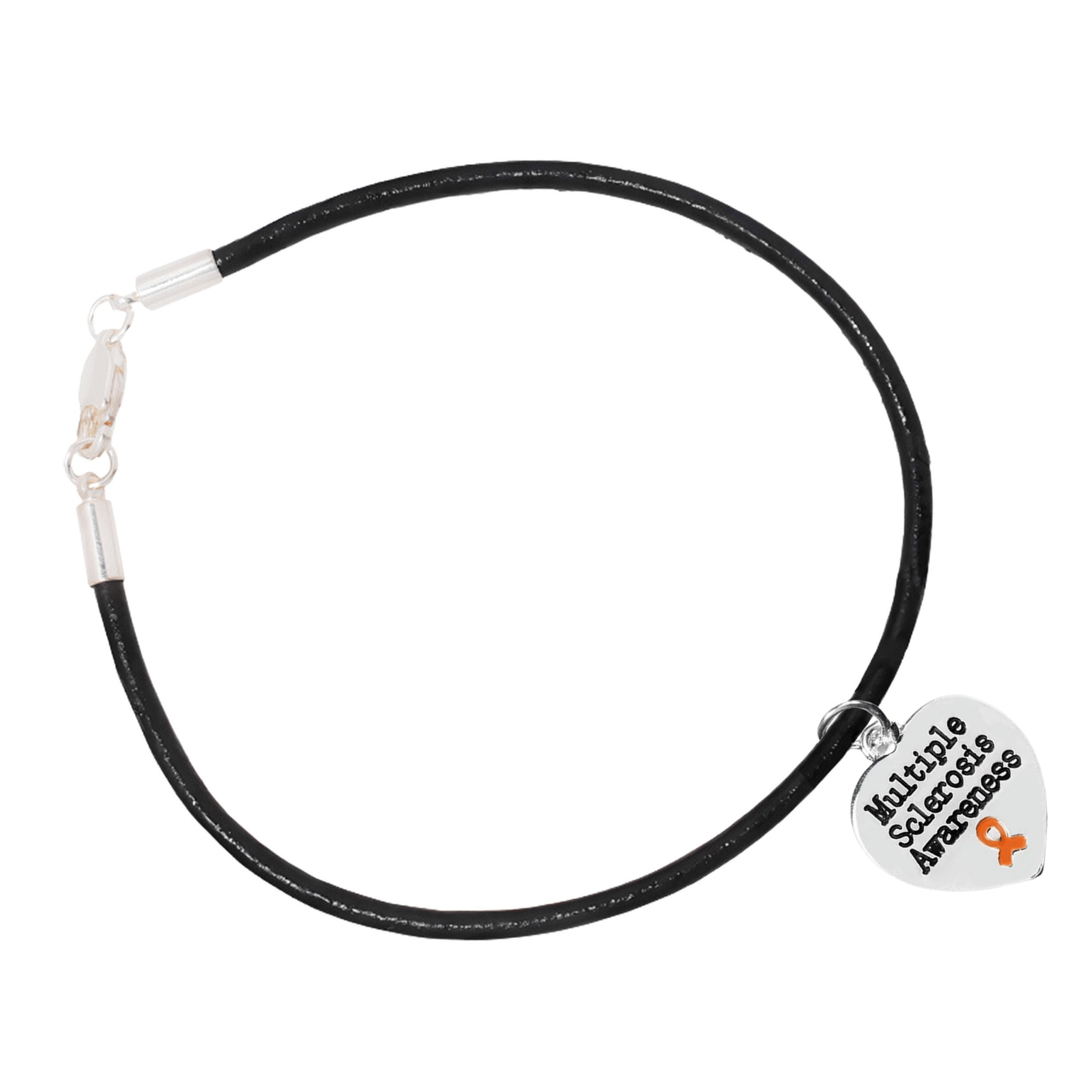 Multiple Sclerosis Awareness Heart Charm Leather Cord Bracelets The Awareness Company