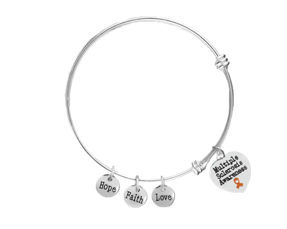 Multiple Sclerosis Awareness Heart Charm Retractable Bracelets The Awareness Company