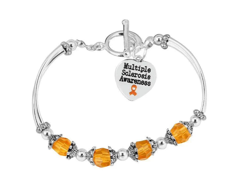 Multiple Sclerosis Awareness Orange Ribbon Partial Beaded Bracelets The Awareness Company