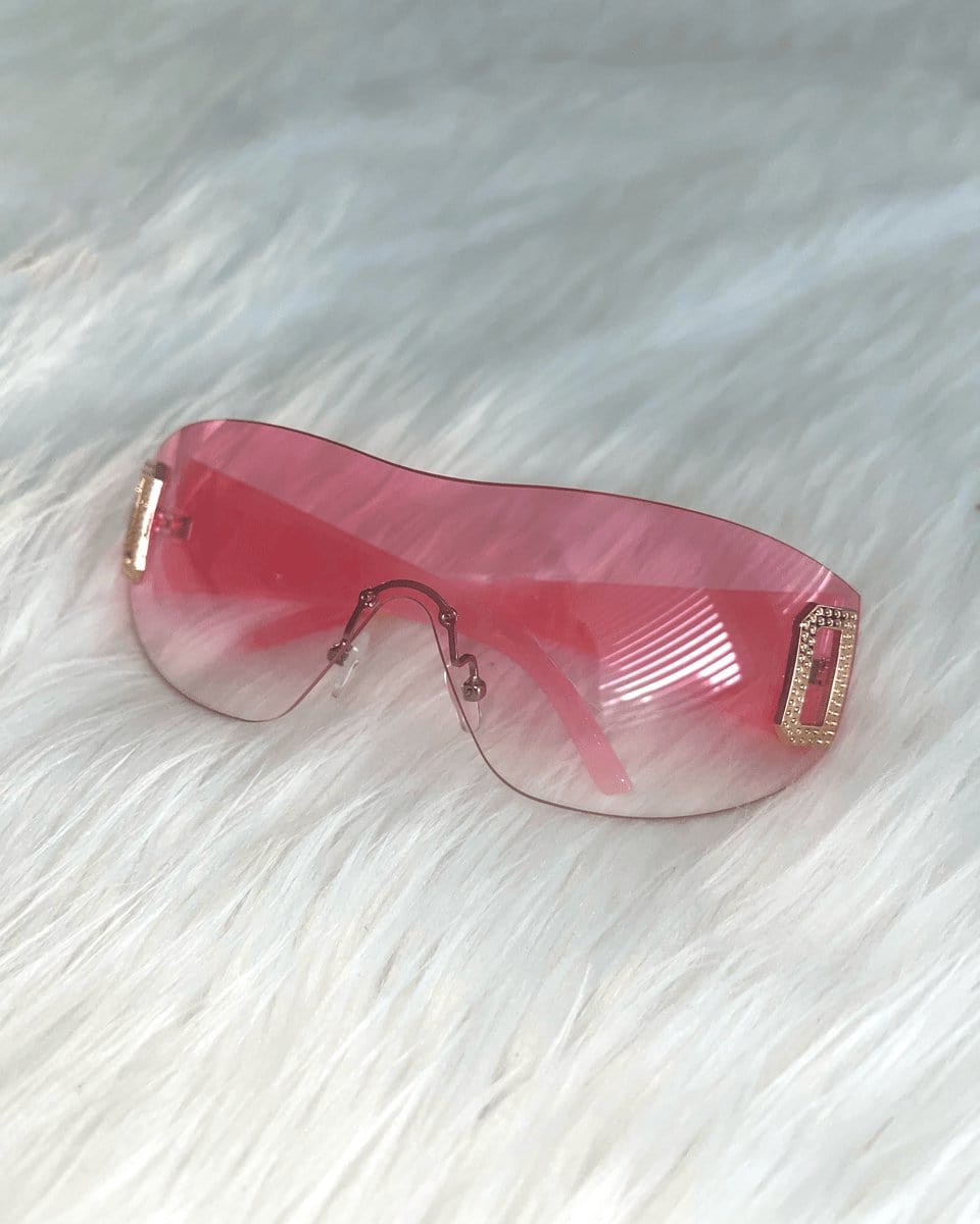 Neon Pink Shield Sunglasses SUSPEX Rave Outfits
