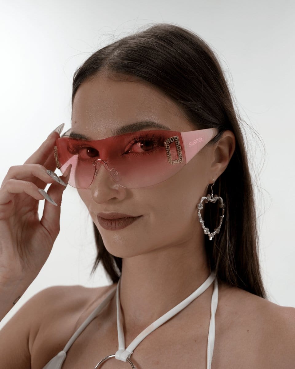 Neon Pink Shield Sunglasses SUSPEX Rave Outfits