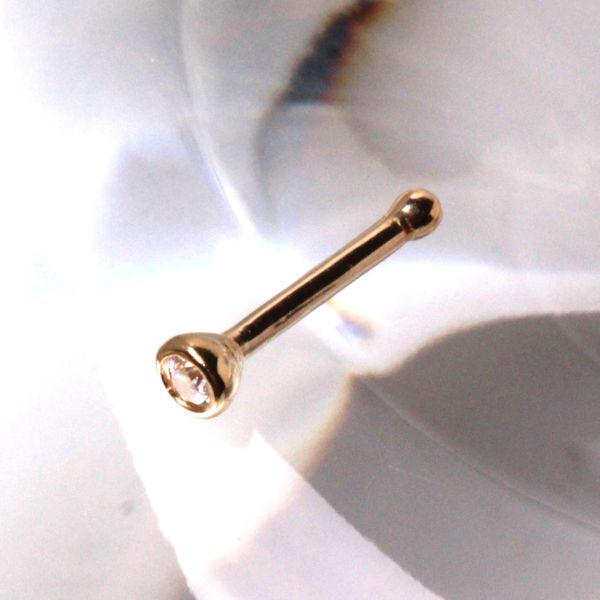14Kt. Gold Stud Nose Ring with Press Fit CZ Fashion Hut Jewelry