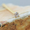 14Kt Yellow Gold Prong Set Clear CZ Fishtail Nose Ring Fashion Hut Jewelry