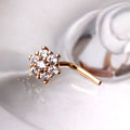 14Kt Yellow Gold Clear CZ Flower L Bend Nose Ring Fashion Hut Jewelry