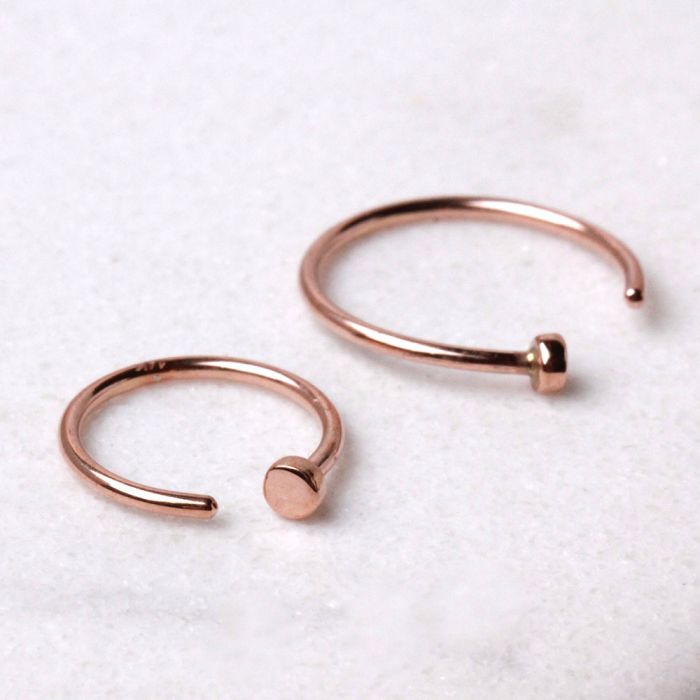 14Kt Rose Gold Nose Hoop Ring Fashion Hut Jewelry