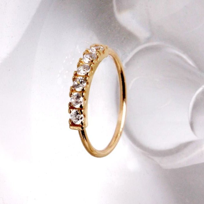 14Kt. Yellow Gold Multi-Jeweled Nose Hoop Fashion Hut Jewelry