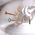 14Kt Yellow Gold Screw Nose Ring with Prong Setting Gem Fashion Hut Jewelry