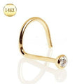 14kt Yellow Gold Nose Screw Press Fit CZ Fashion Hut Jewelry