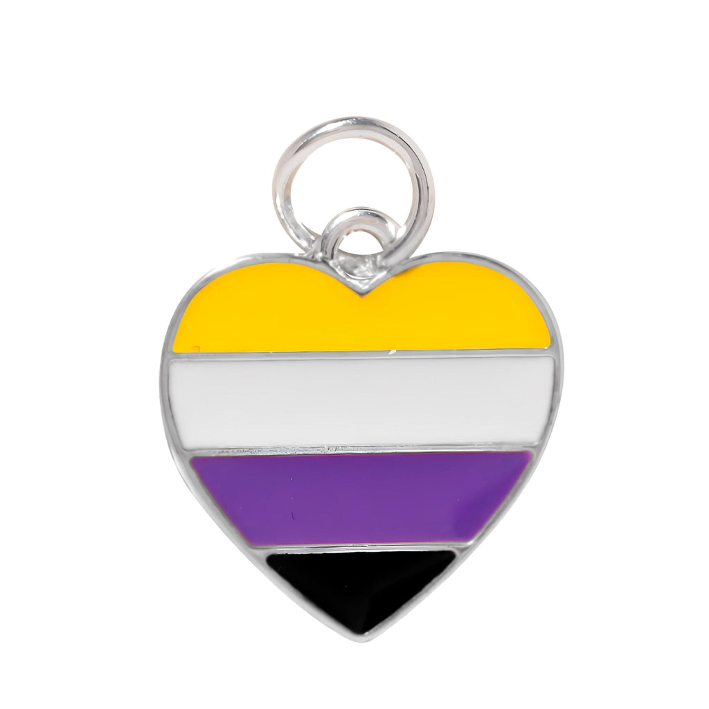 Non-Binary Flag Heart Charms The Awareness Company
