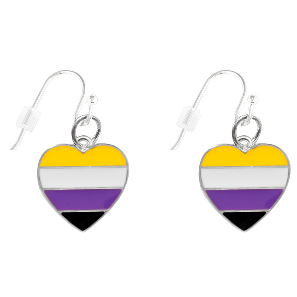 Non-Binary Flag Heart Earrings The Awareness Company