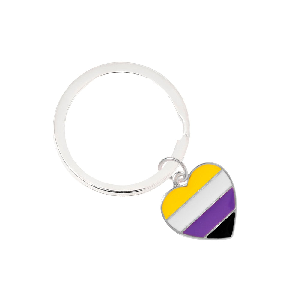 Non-Binary Flag Heart Flag Split Ring Key Chains The Awareness Company