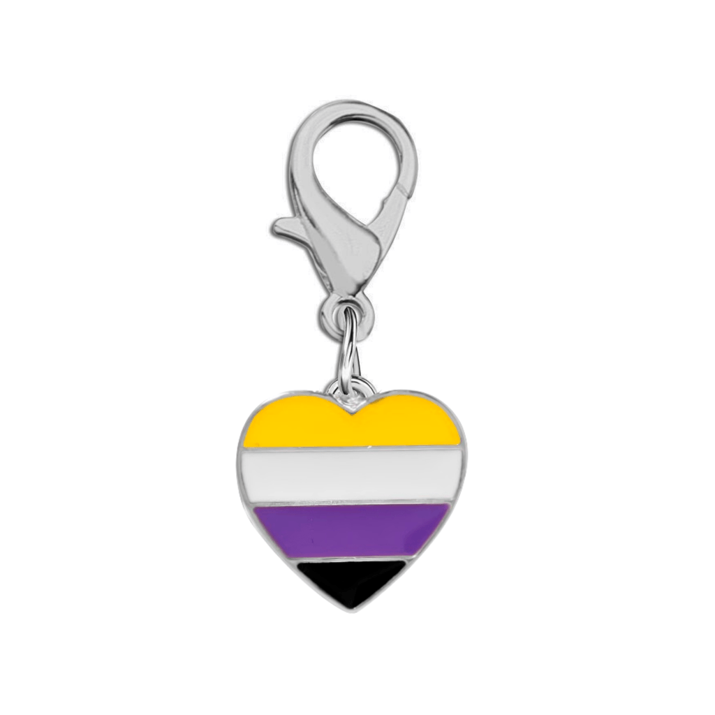 Non-Binary Flag Heart Hanging Charms The Awareness Company