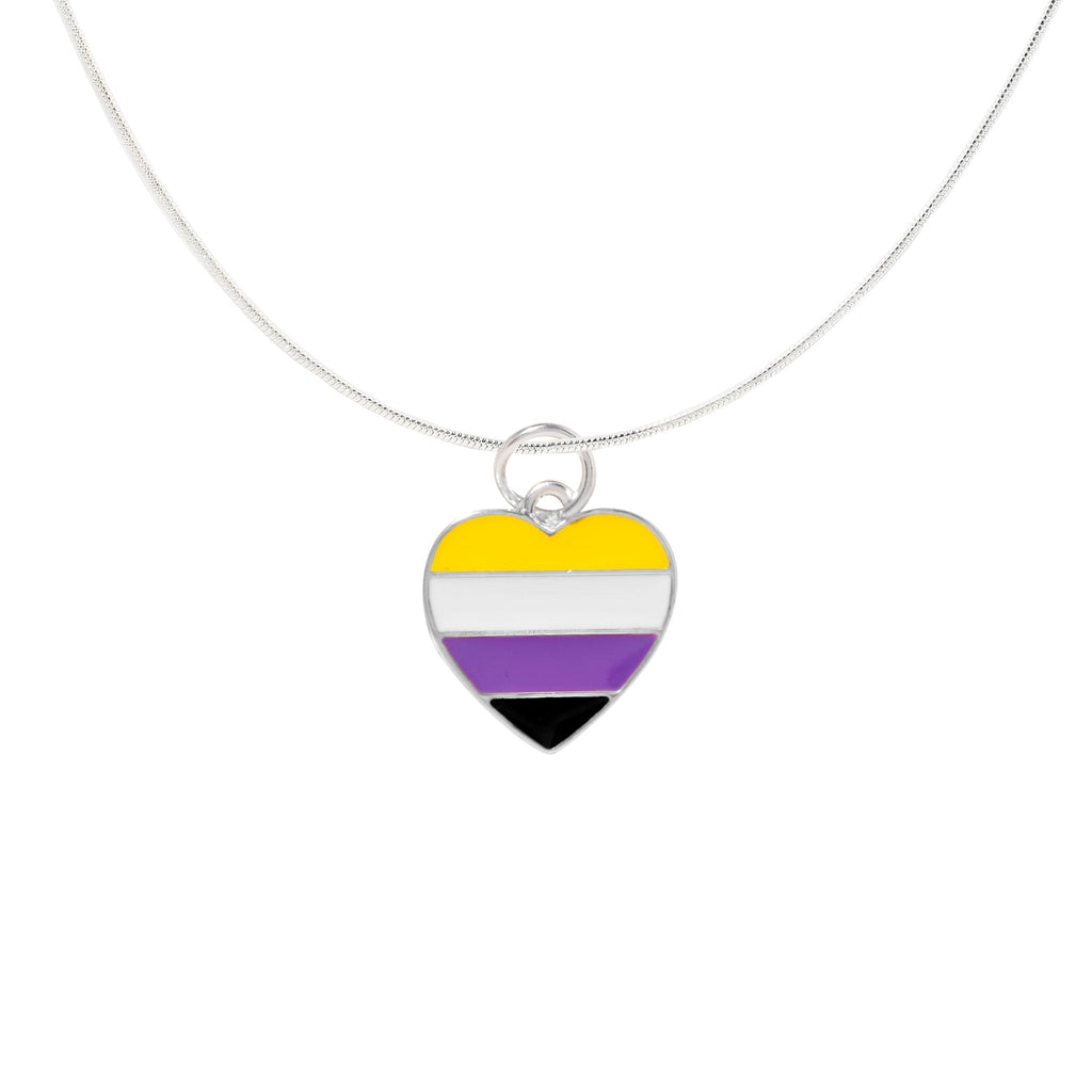 Non-Binary Flag Heart Necklaces The Awareness Company