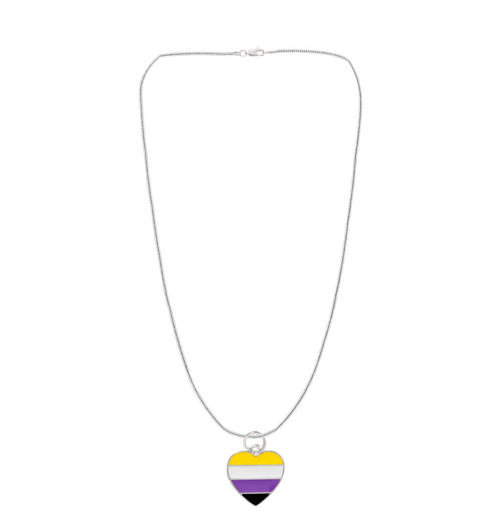 Non-Binary Flag Heart Necklaces The Awareness Company