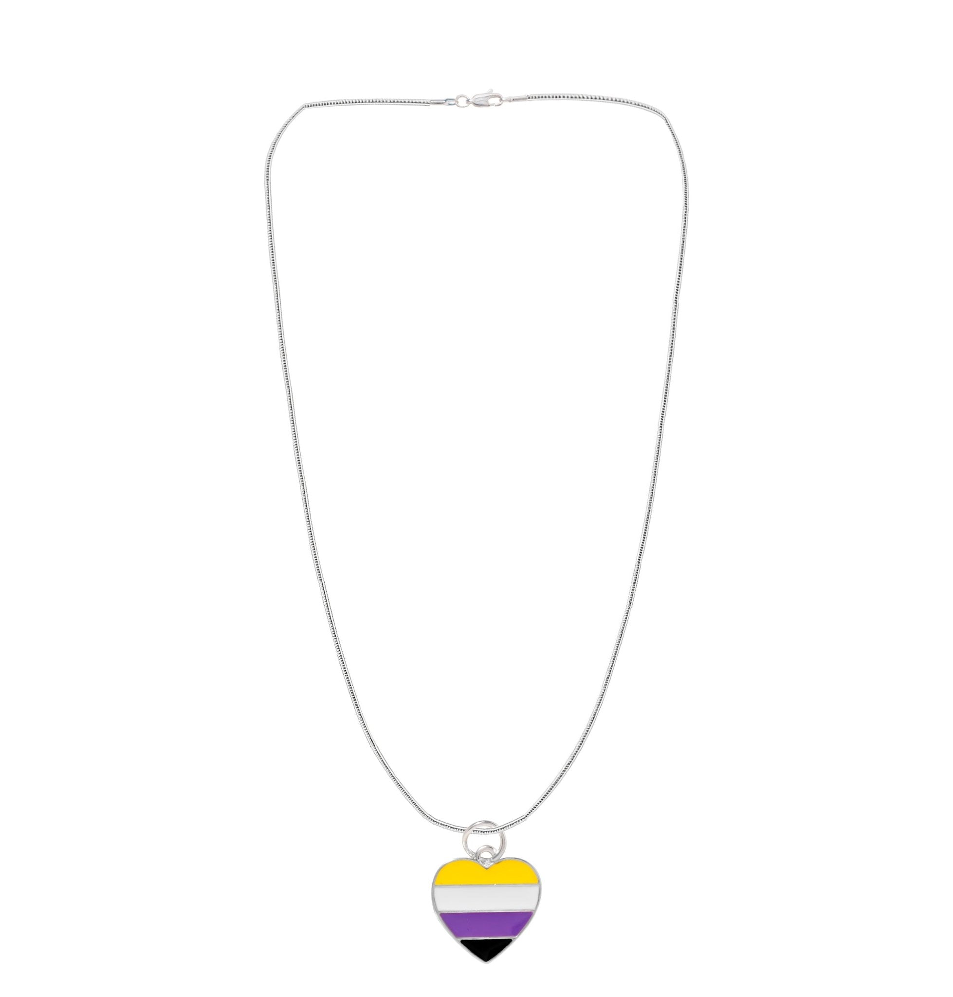 Non-Binary Flag Heart Necklaces The Awareness Company