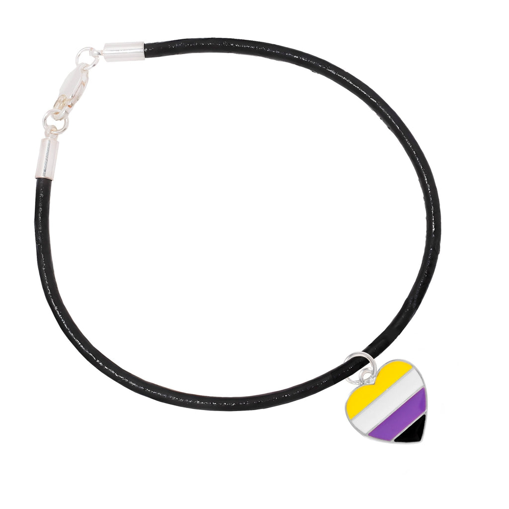 Non Binary Heart Flag Black Cord Bracelets The Awareness Company