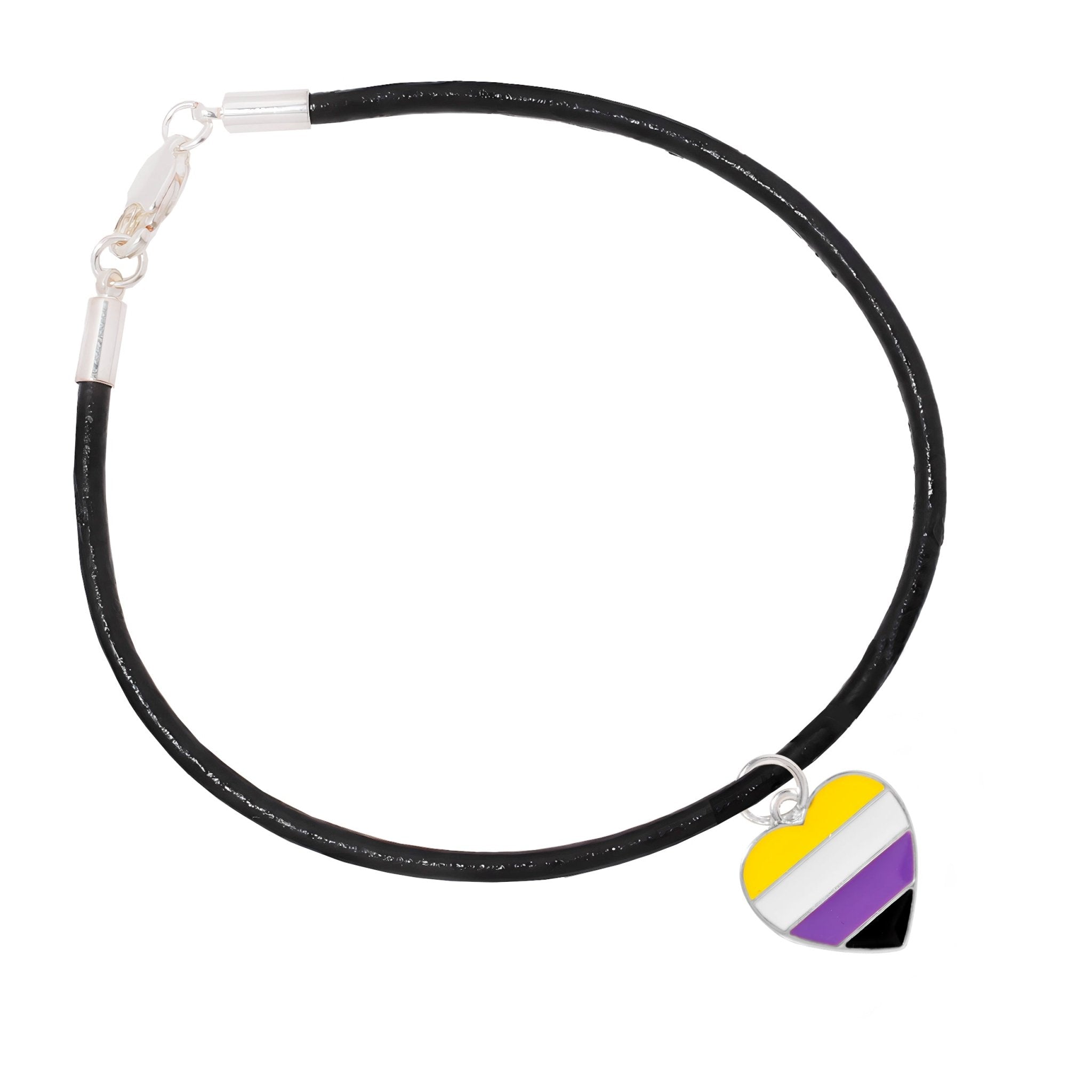 Non Binary Heart Flag Black Cord Bracelets The Awareness Company