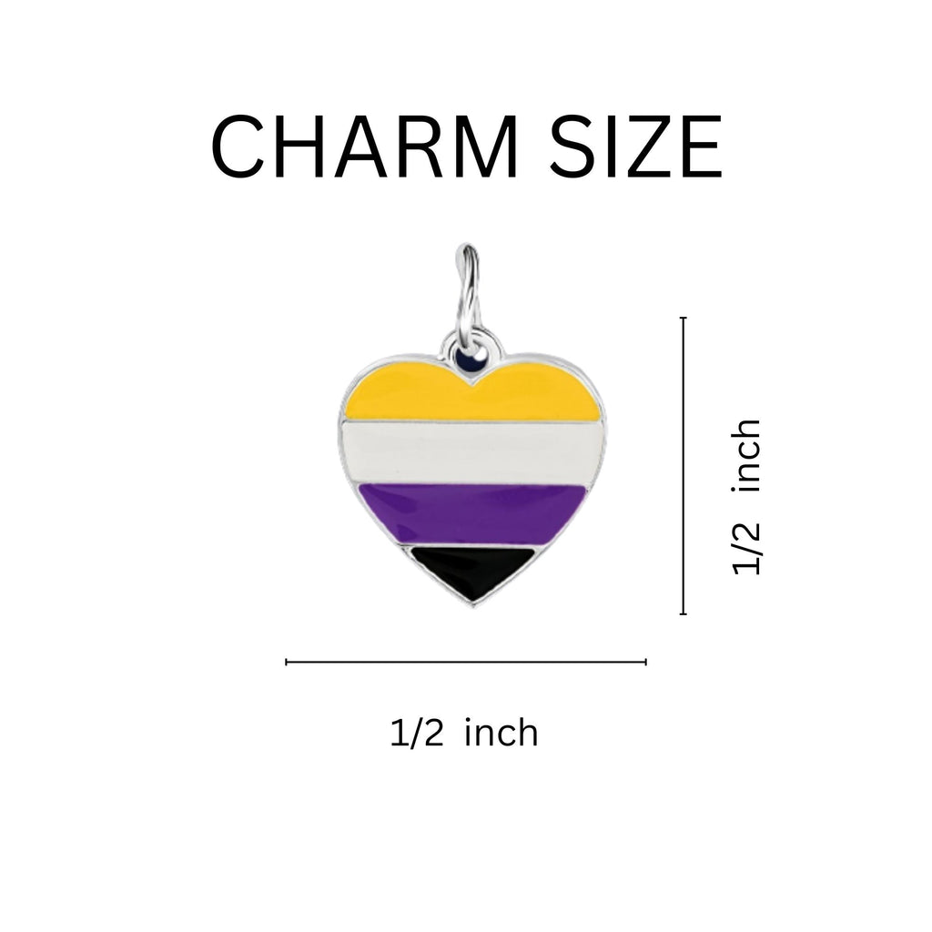 Non Binary Heart Flag Black Cord Bracelets The Awareness Company