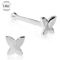 14Kt White Gold Stud Nose Ring with a Butterfly Fashion Hut Jewelry