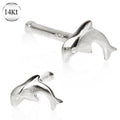 14Kt White Gold Stud Nose Ring with a Dolphin Fashion Hut Jewelry
