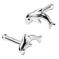 14Kt White Gold Stud Nose Ring with a Dolphin Fashion Hut Jewelry