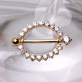 14Kt Yellow Gold Nipple Ring with Round CZ Fashion Hut Jewelry